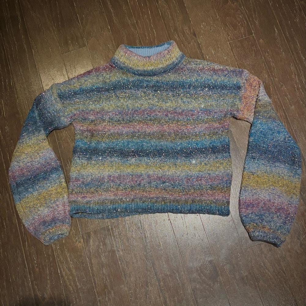 Banana Republic Multicolor Striped Sequin Mockneck Sweater